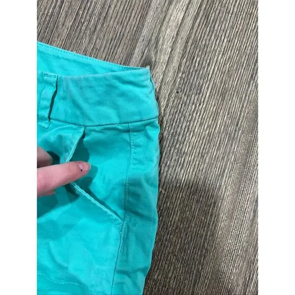 American Eagle Midi Stretch Shorts Mid-Rise Flat Front Cotton Blend Blue Size 00 - Picture 2 of 7